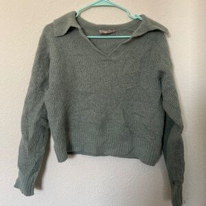 Everlane Alpaca wool polo sweater size XS seagrass green